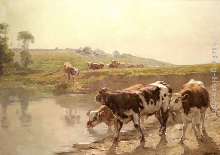 Cattle In A Pasture painting - Wenceslas Vacslav Brozik Cattle In A Pasture art painting